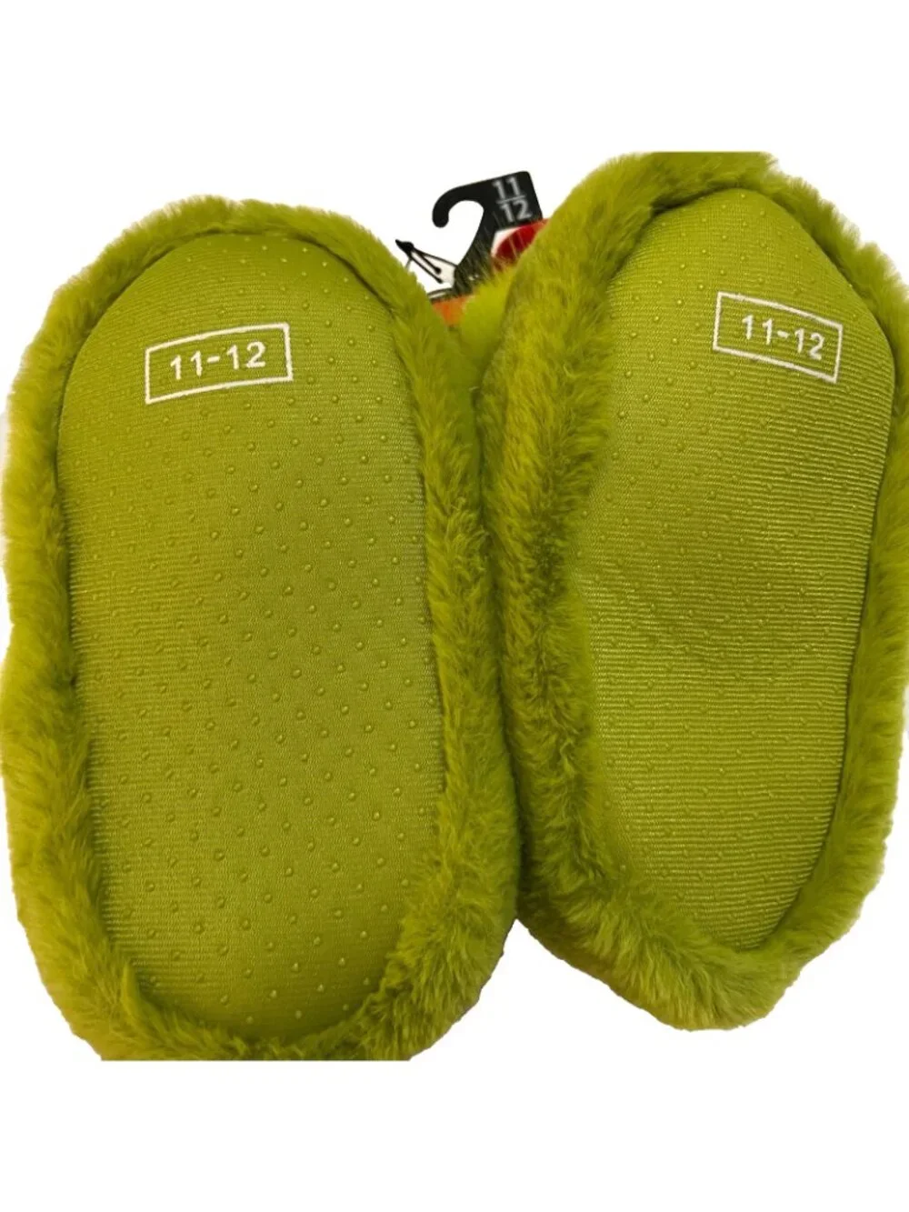Dr Seus The Grinch Fluffy Slippers Sz 11-12 Kids NWT